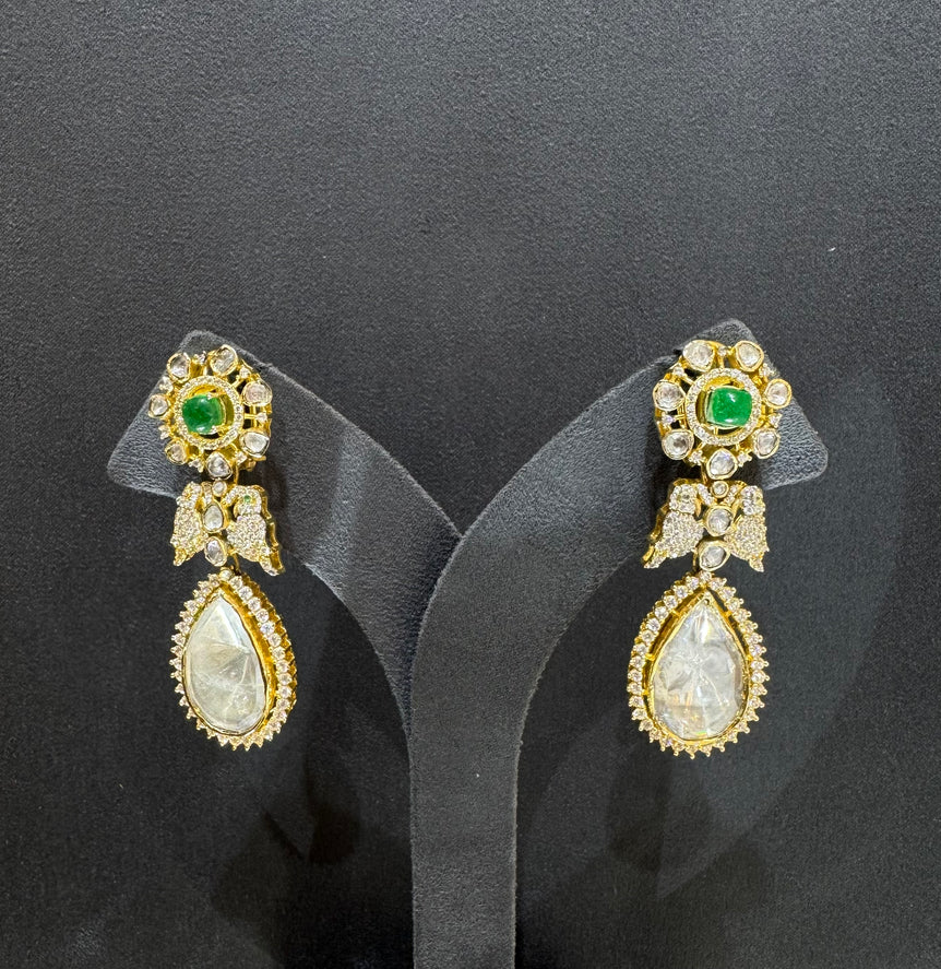925 Silver The Polki Parrot Ethnic Earrings