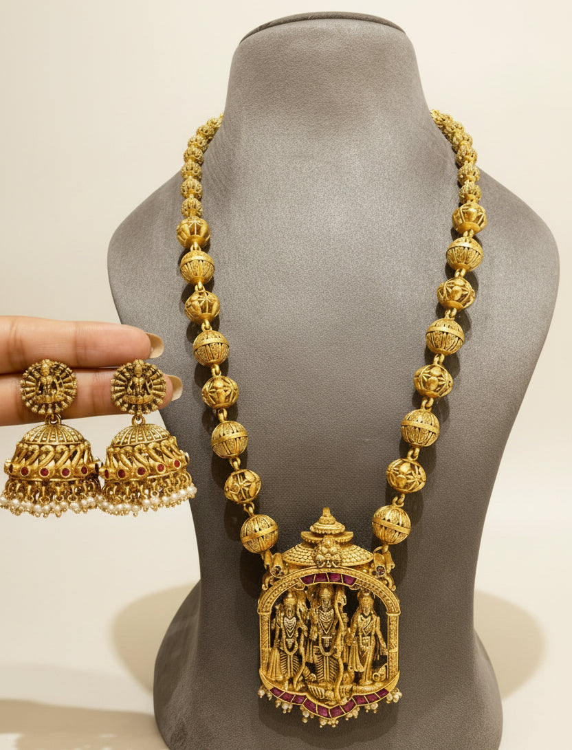 Royal Temple Collection Ram Parivar Gold Look Long Set