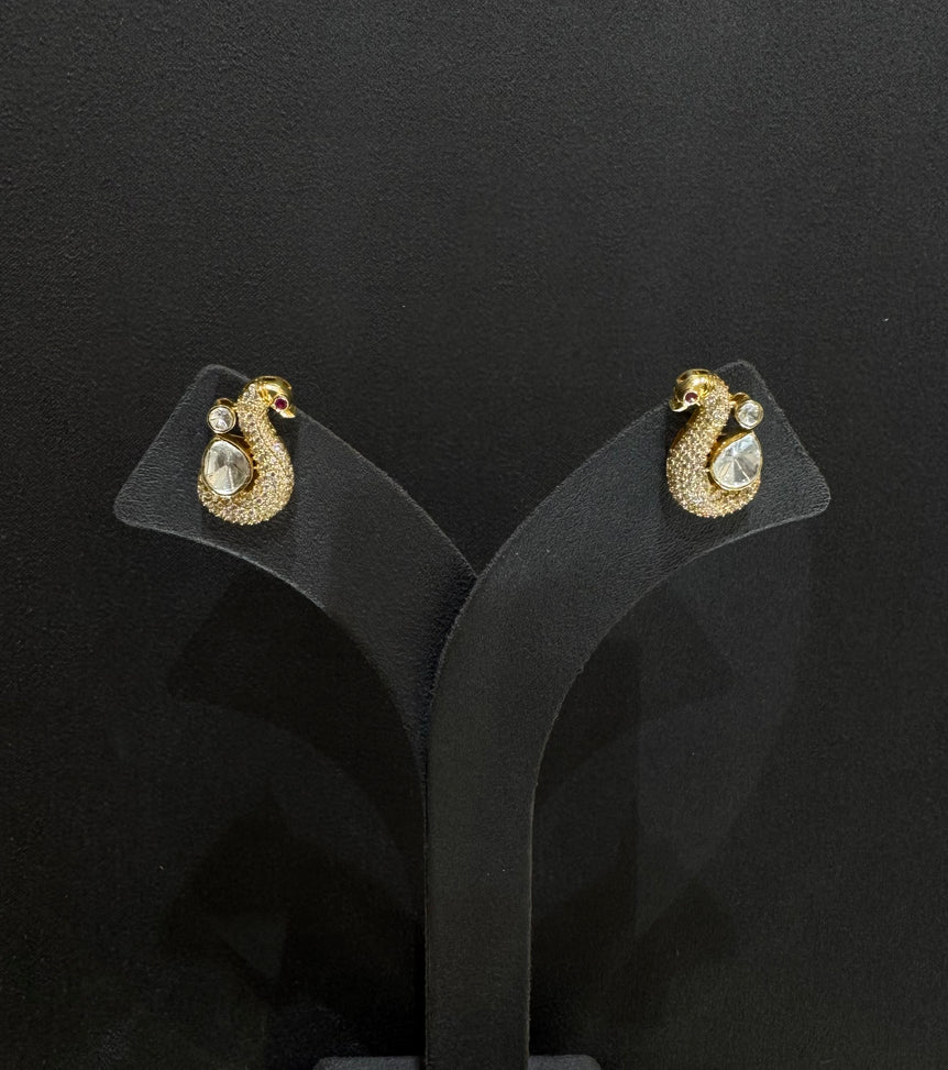 925 Silver Peacock Polki Earrings