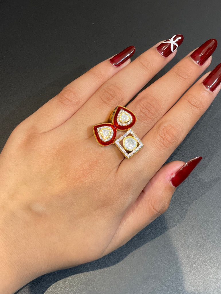 Meenakari and Polki Statement Ring