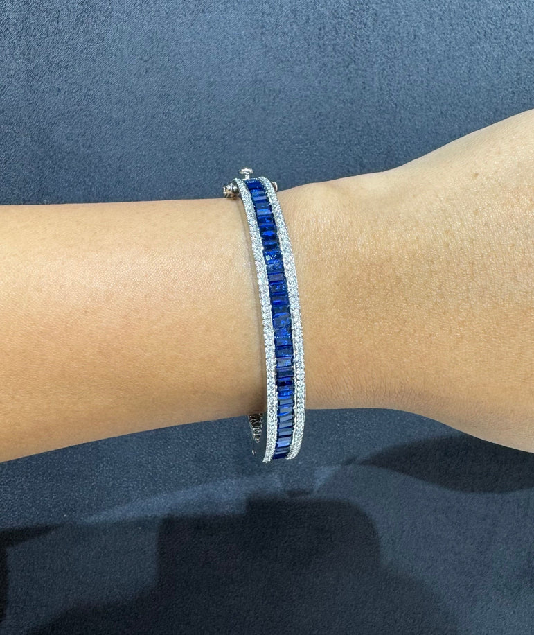 925 Silver Blue Stone Diamond Look Bracelet