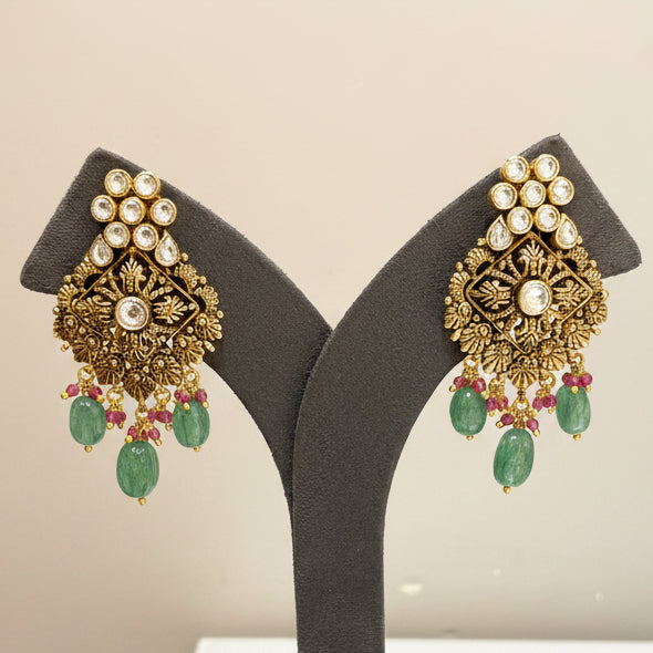 Royal Temple Nakshi Sculpted Statement Long Gold Look Set