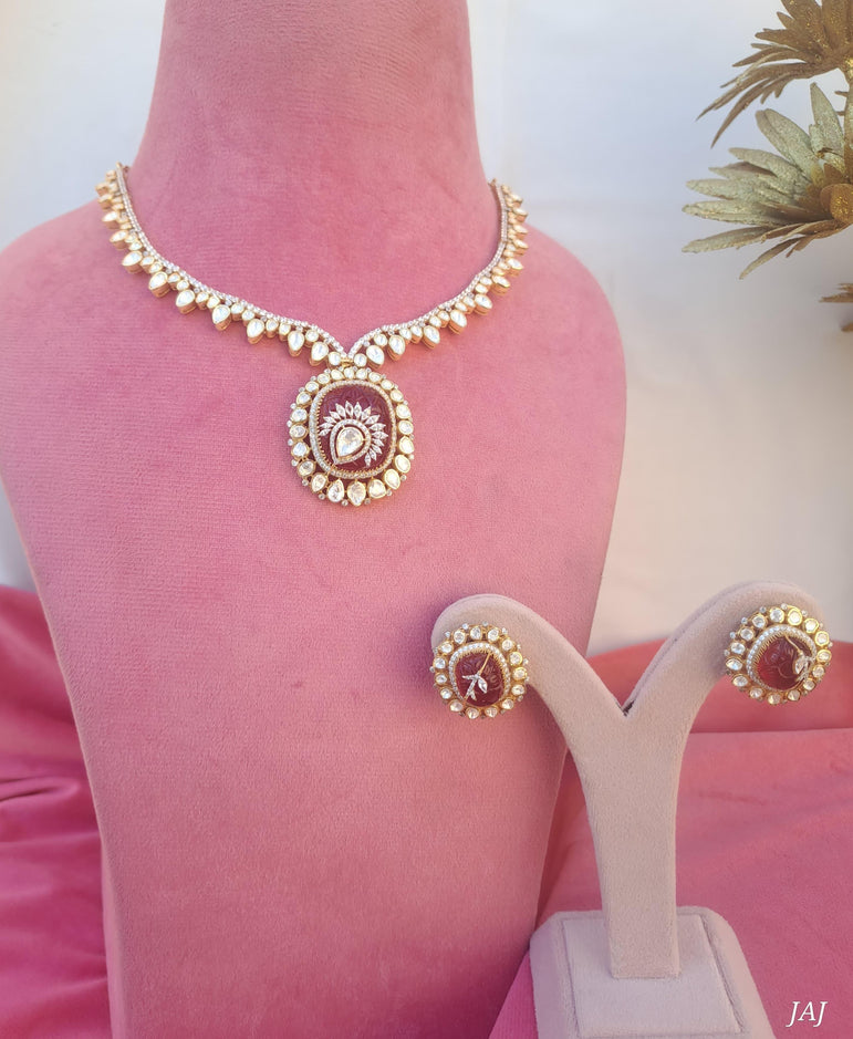 Regal Ruby Medallion Necklace Set