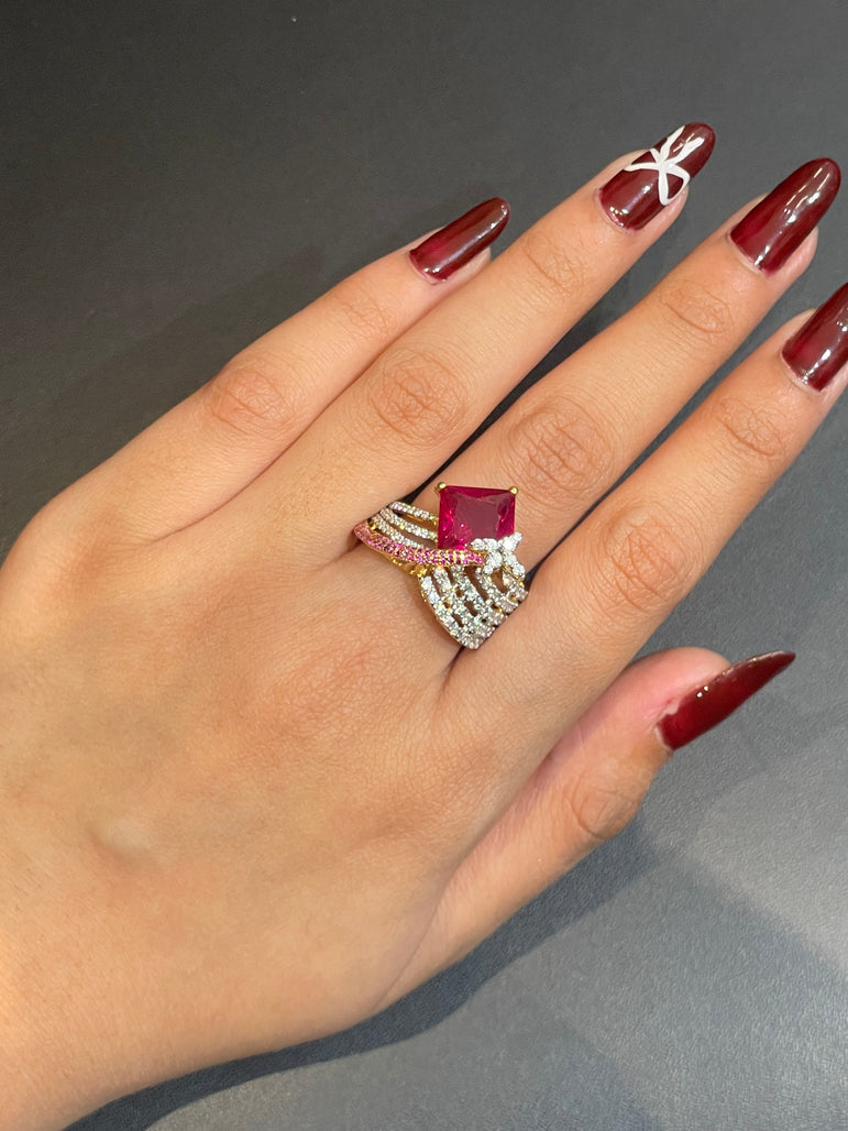 Princess-Cut Ruby Statement Ring