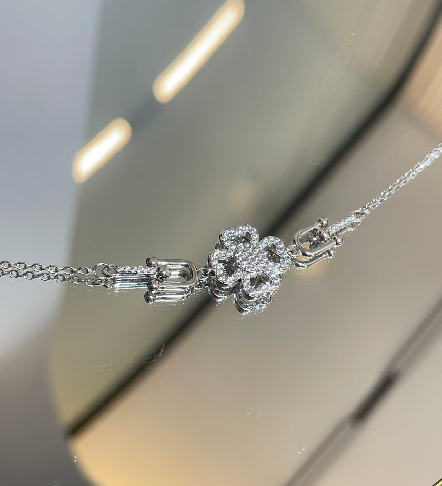 925 Silver Floral Diamond Look Bracelet