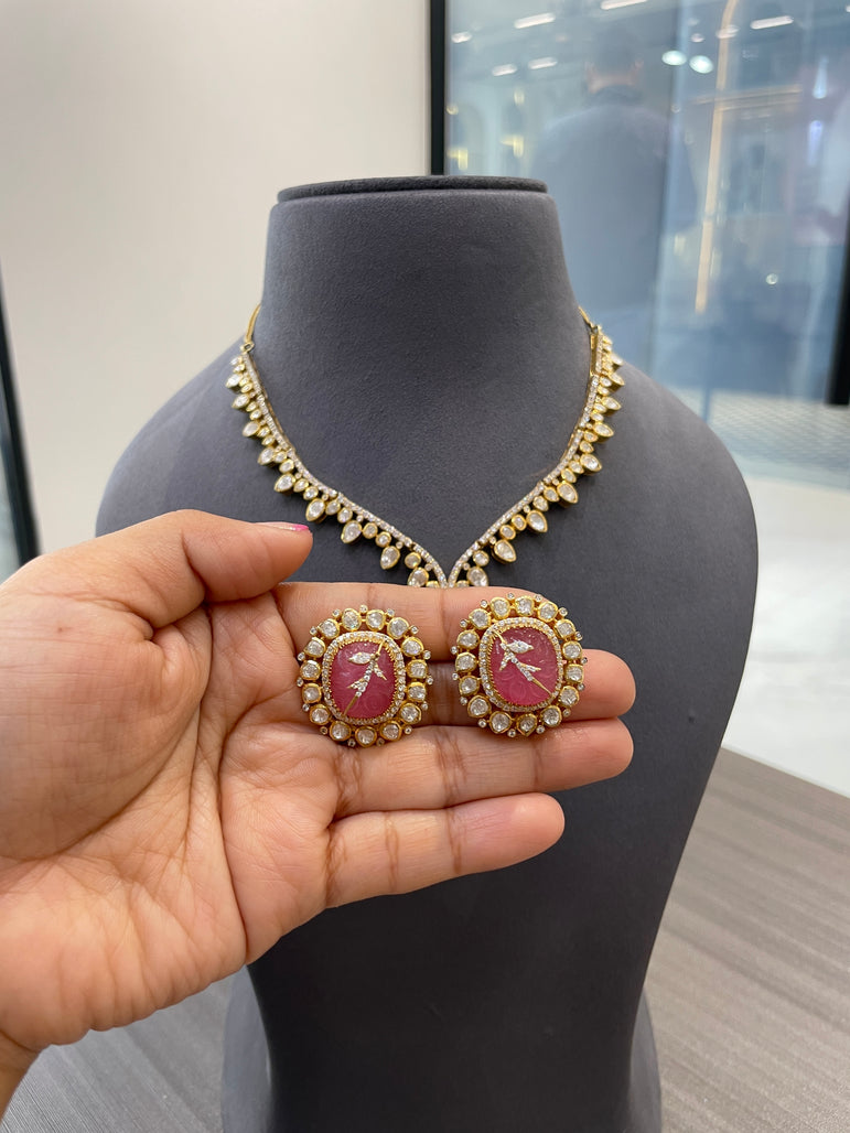 Regal Ruby Medallion Necklace Set