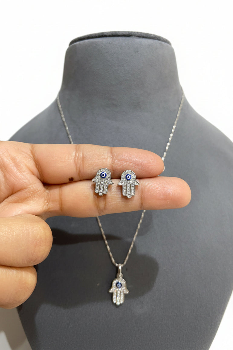 Hamsa Evil Eye Hand Jewelry Set ( Only Pendant Set )