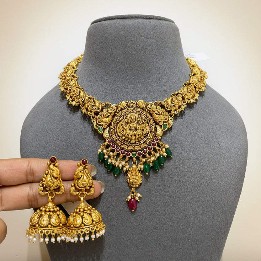 South Indian Peacock-Laxmi Temple Gold Look Set