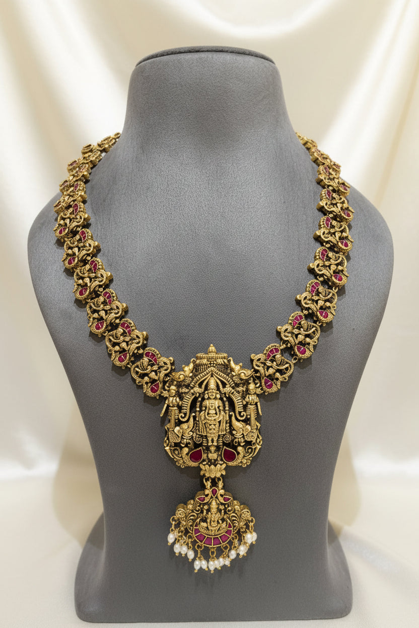 Royal Antique Gold Lord Balaji Nakshi Long Set