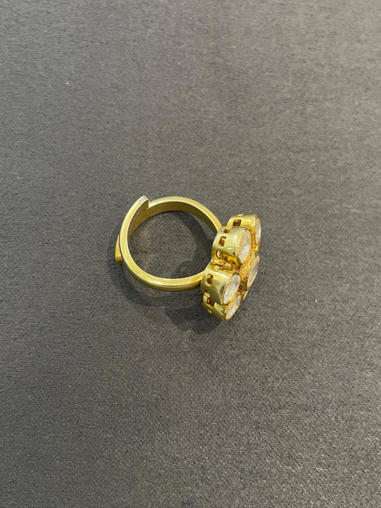 925 Silver Small Floral Polki Ring