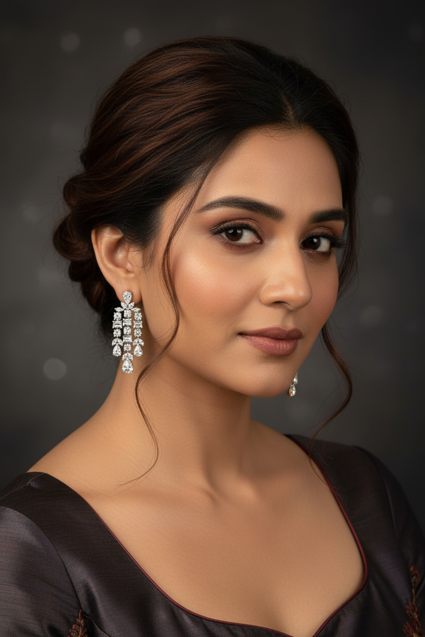 The Royal Cascade Mixed-Cut Drops Moissanite Diamond Earrings