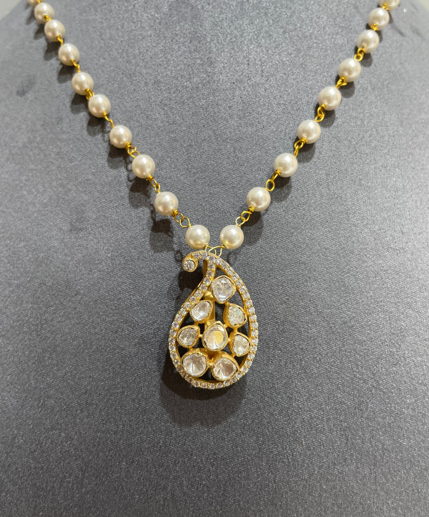 925 Silver Traditional Polki Pendant