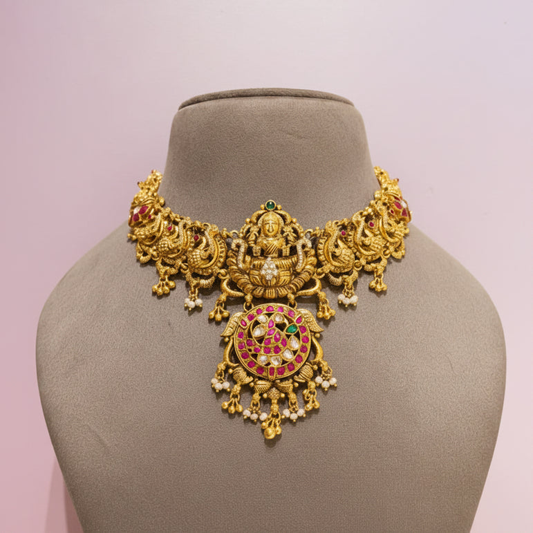 Ancestral Nakshi Temple Gold Laxmi Medallion Set