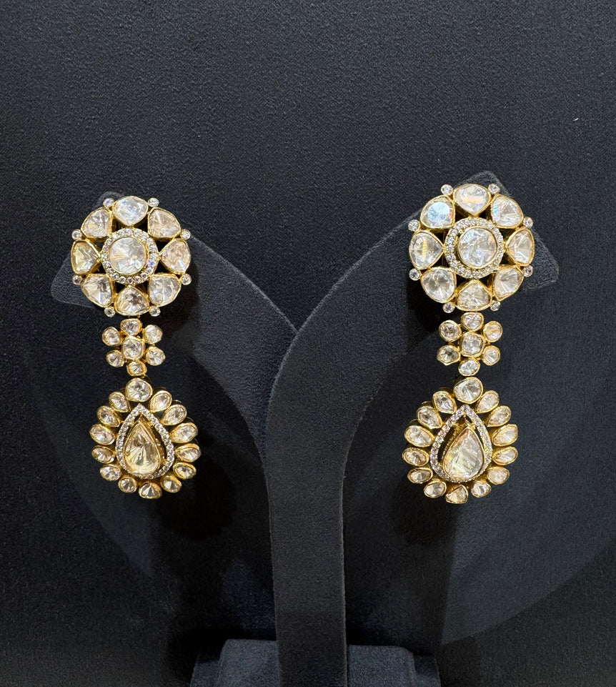 925 Silver Heavy Polki Earrings