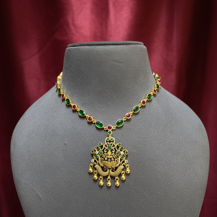 Imperial South Indian Bezel-Set Gemstone Gold Look Set