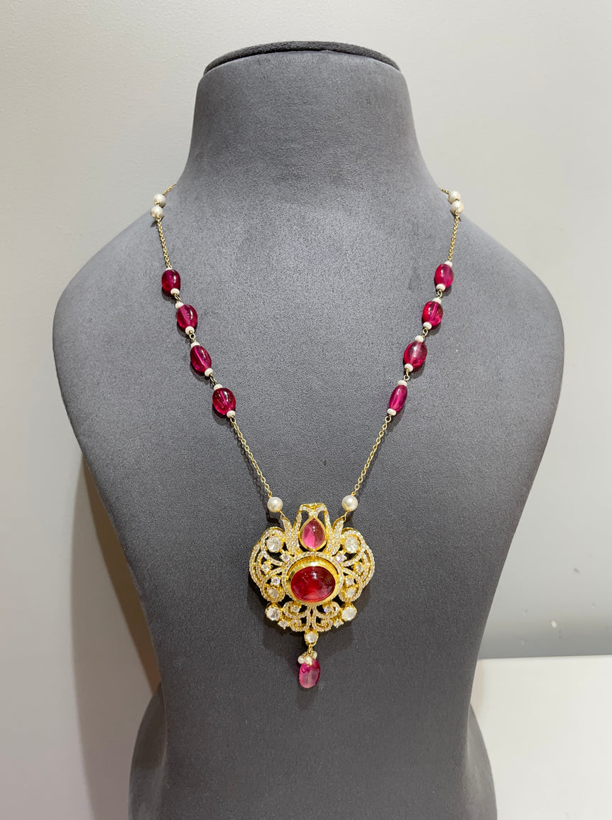 Traditional Pink Gemstone Pendant