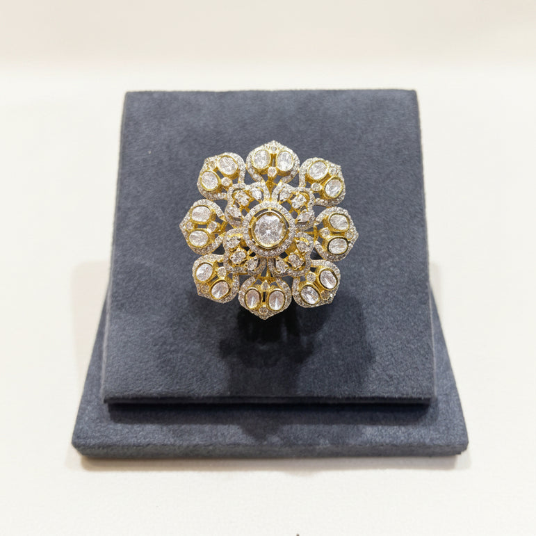 Moissanite Polki Statement Cocktail Ring