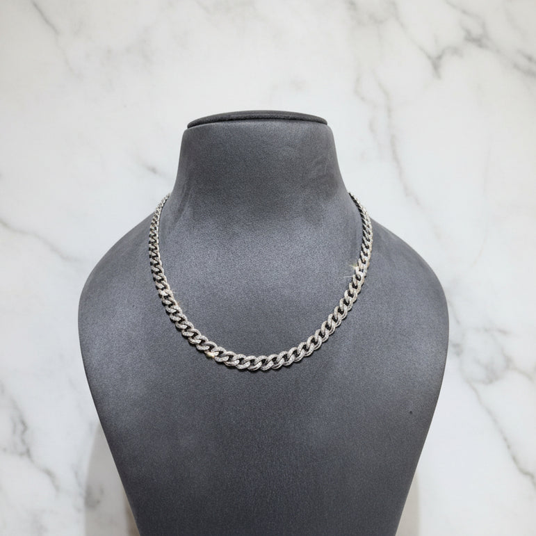 Sleek Moissanite Accent Curb Men's Chain