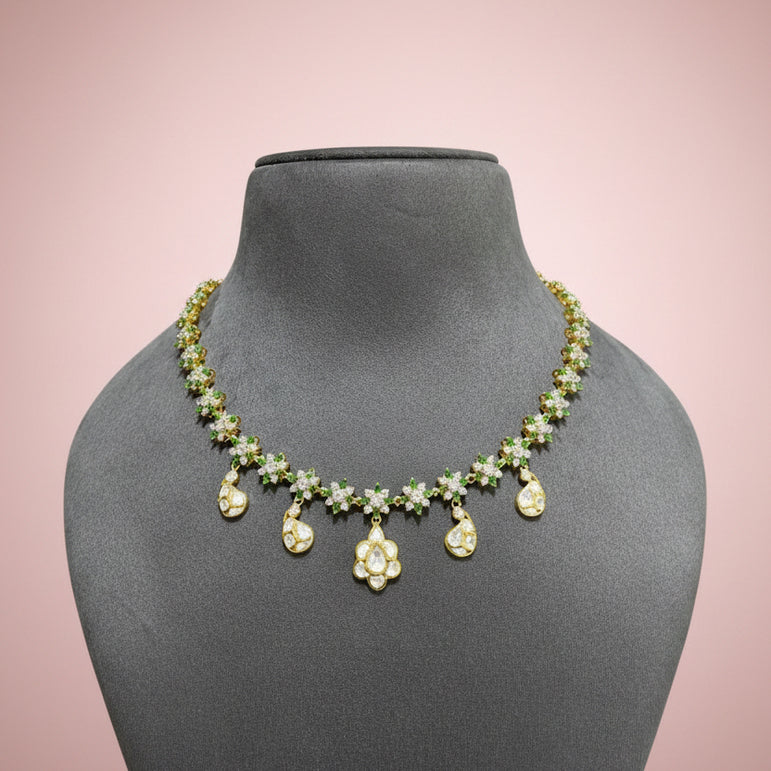 Heritage Emerald-CZ Floral Garland Diamond Look Set