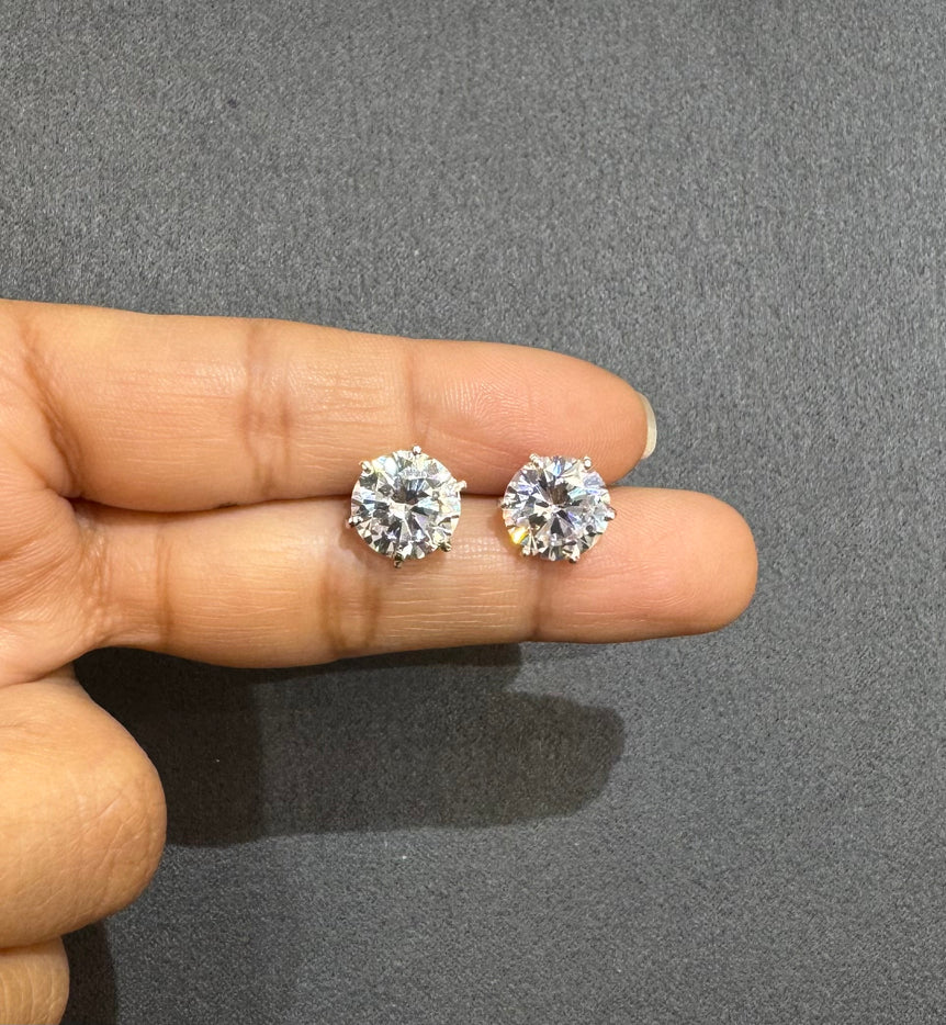 926 Silver Round Moissanite Diamond Solitaire Studs