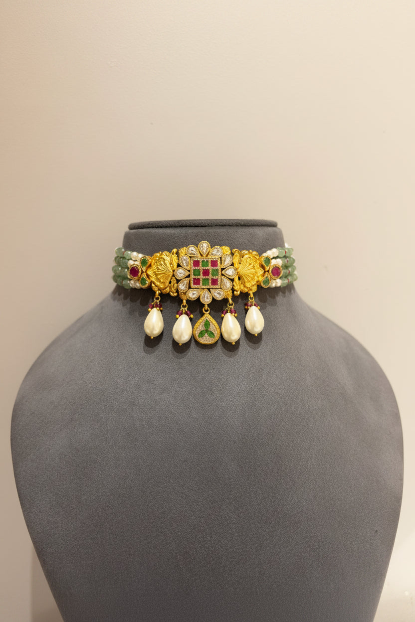 Imperial Antique Kundan Grid Choker