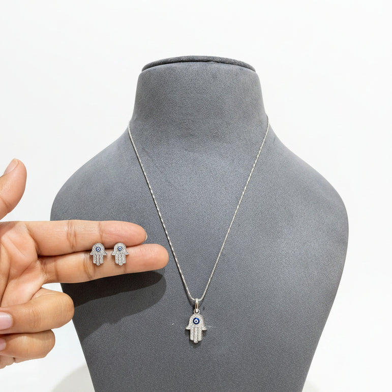 Hamsa Evil Eye Hand Jewelry Set ( Only Pendant Set )