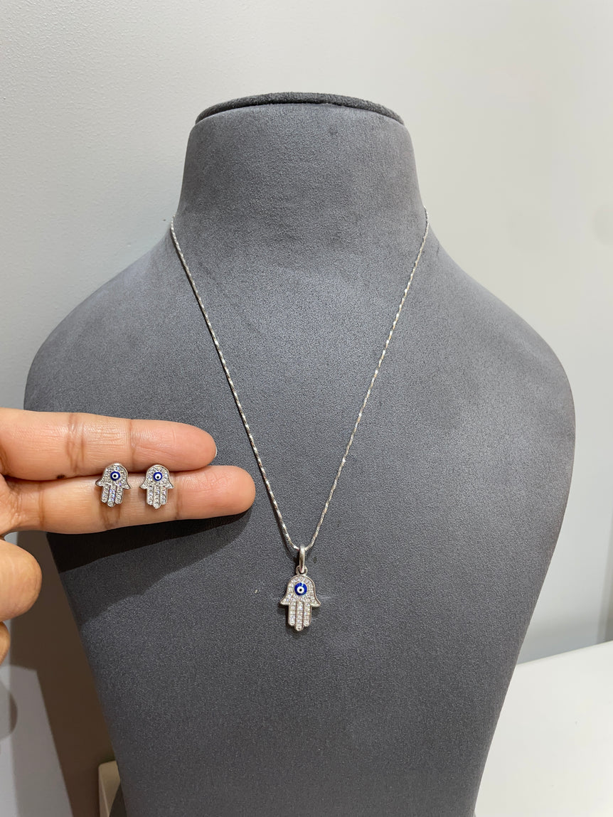925 Silver Evil Eye Pended Set (Without Chain)