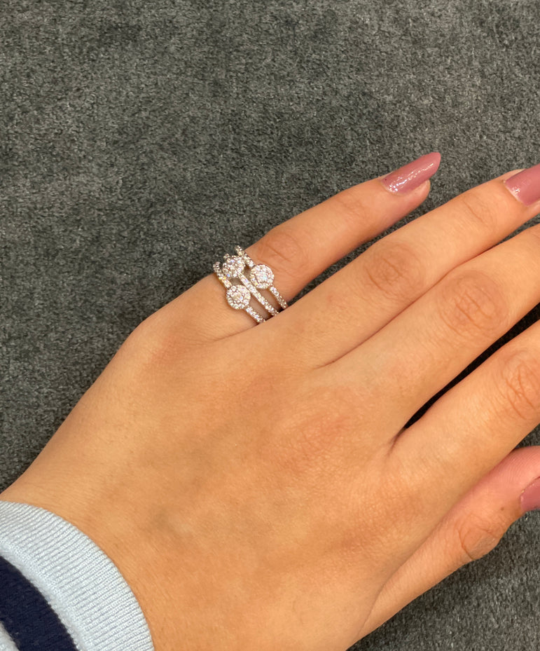 Elegant Triple-Layer Halo Eternity Diamond Ring