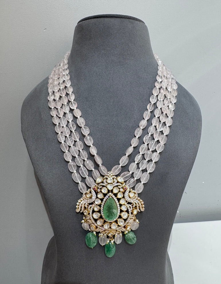 925 Silver Peony Peacock Polki Haar