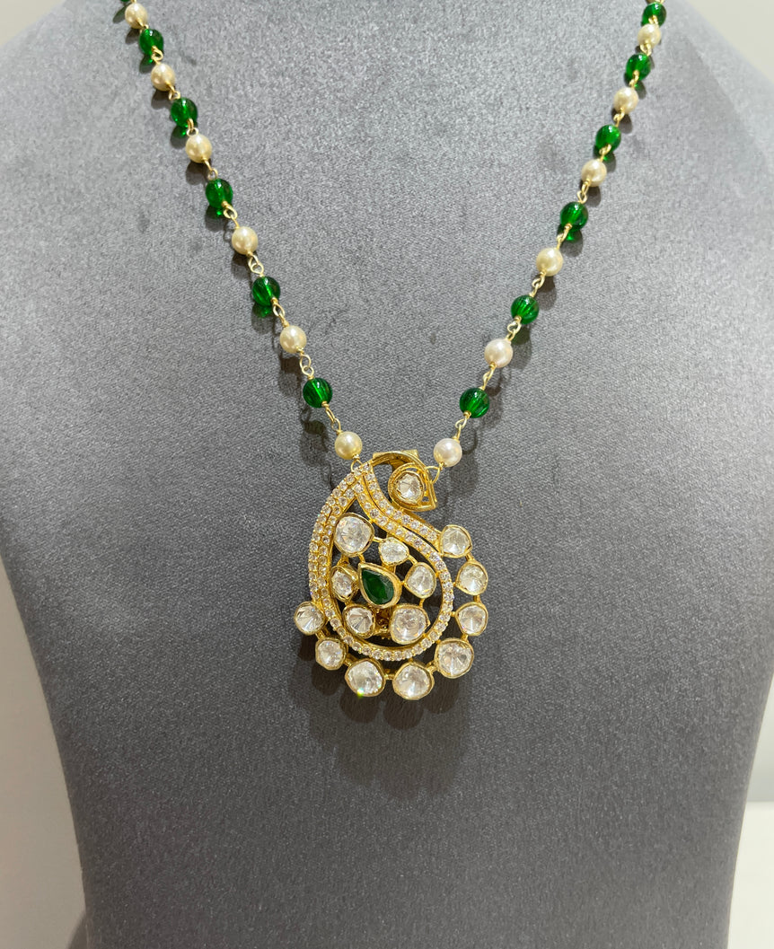 925 Silver Traditional Polki Pendant