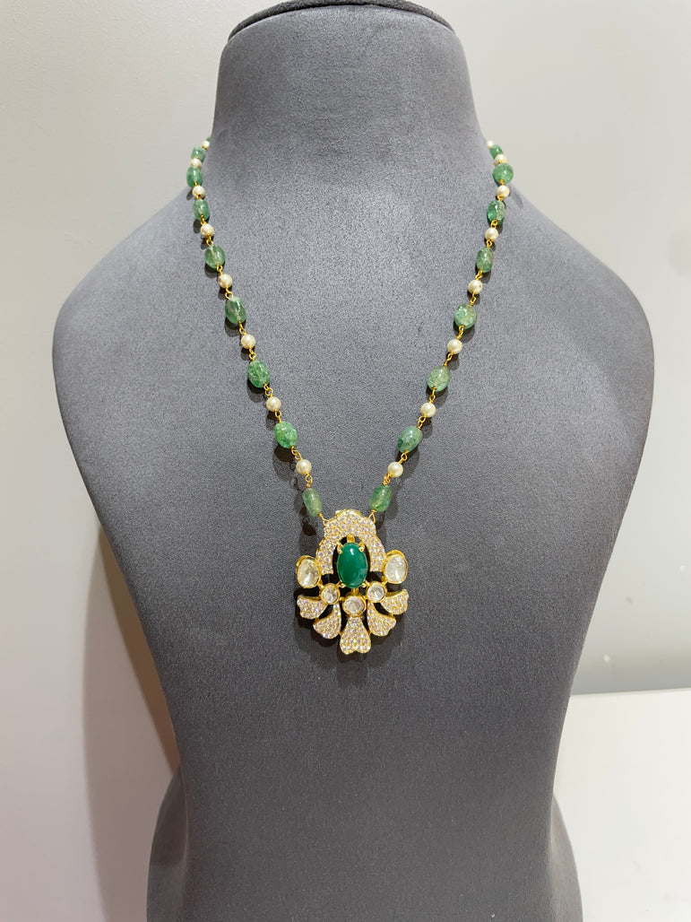 925 Silver Traditional Polki Pendant