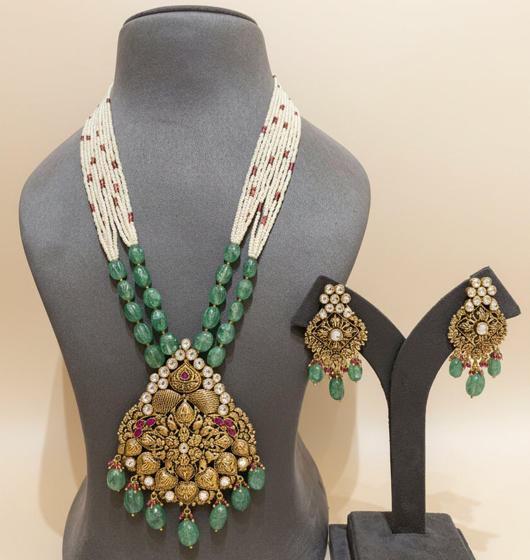 Royal Temple Nakshi Sculpted Statement Long Gold Look Set