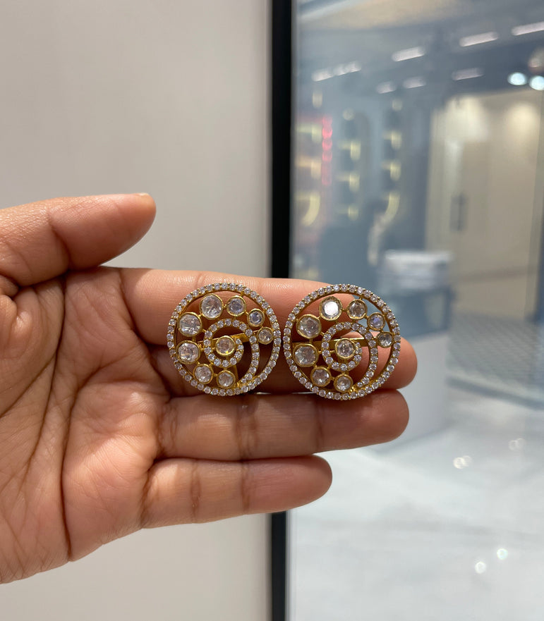 925 Silver Fresh Fern Polki Earrings