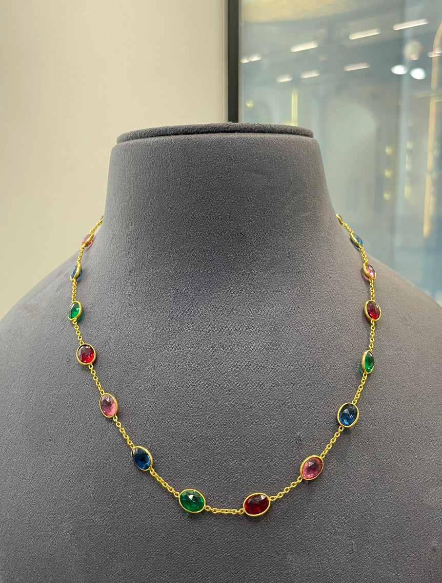 925 Silver Multi Colour Stones Mala