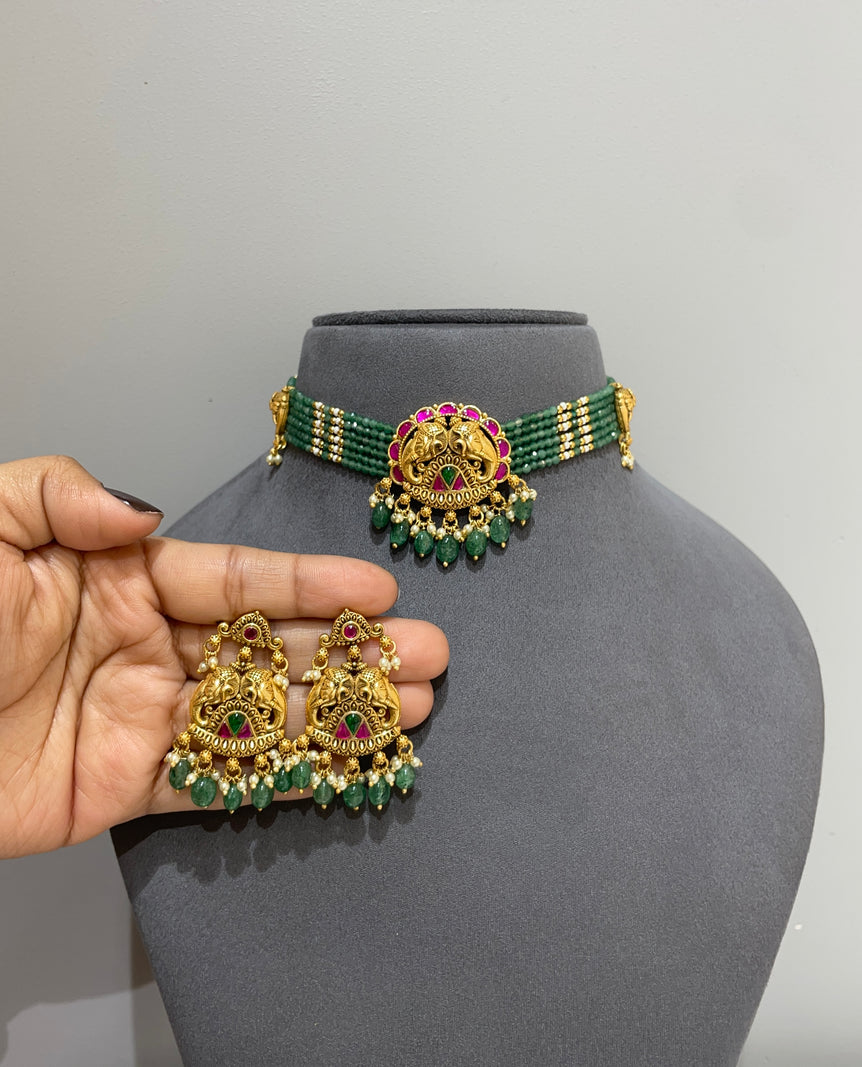 925 Silver Ganika Antique Gold Look Choker