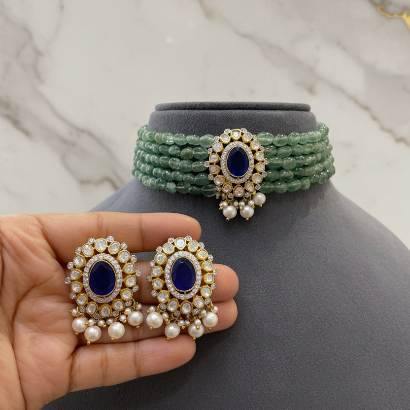 Royal Sapphire & Emerald Bead Choker