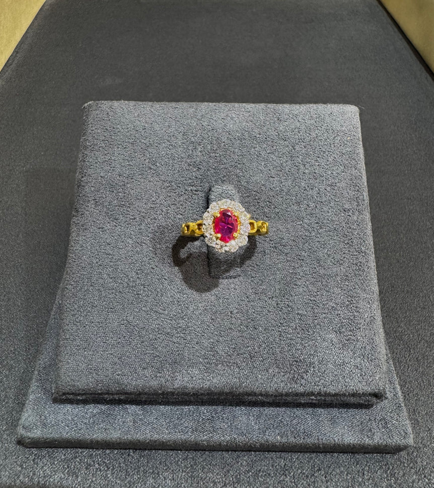 925 Silver Daily Wear Ruby Diamond Look Ring