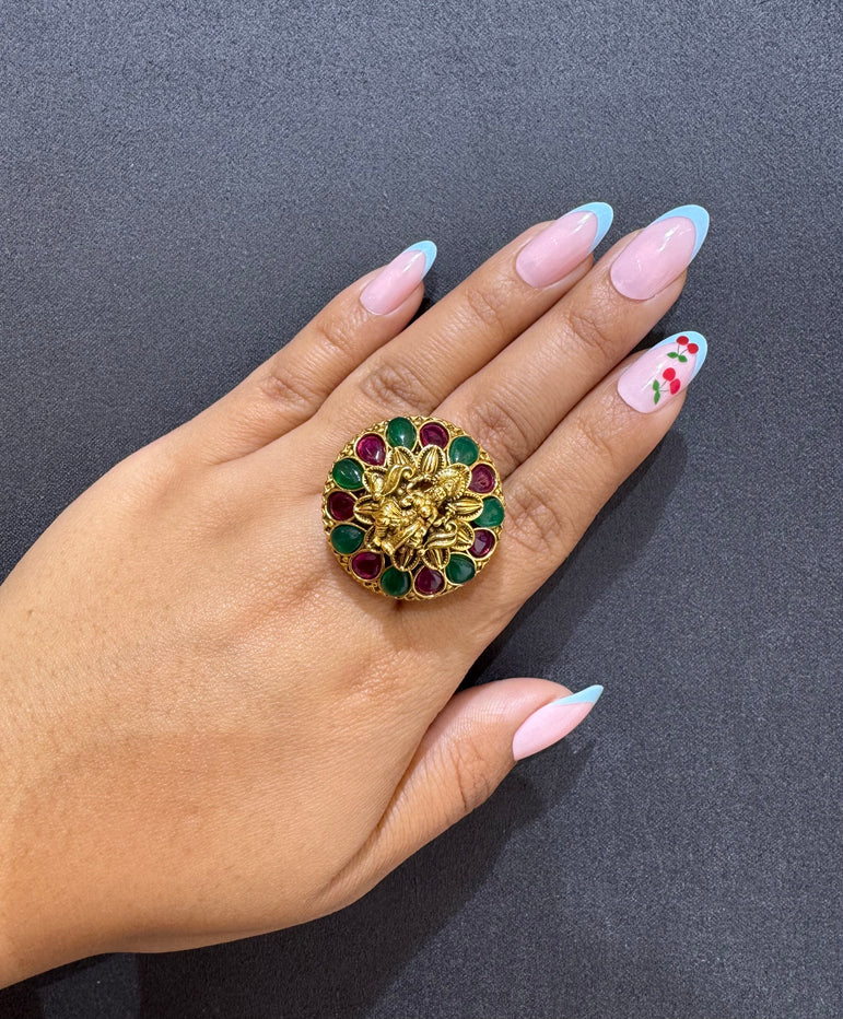 925 Silver Gold Look Antique Rotating Ring