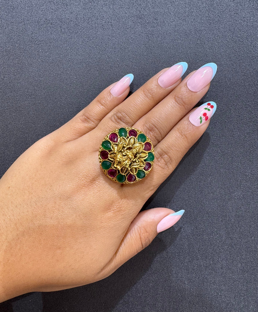 925 Silver Gold Look Antique Rotating Ring