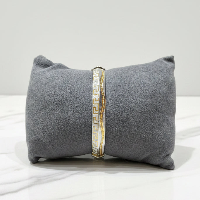 Modern Designer Greek Fret Pattern Men's Dual-Band Bracelet