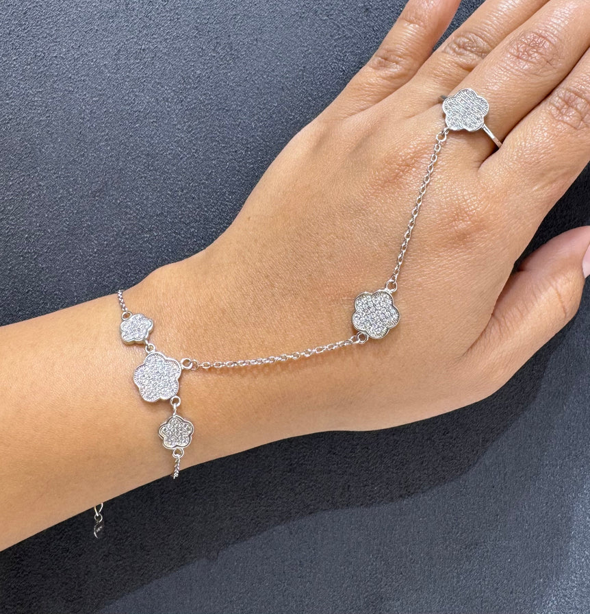 925 Silver Floral Modern Haathphool