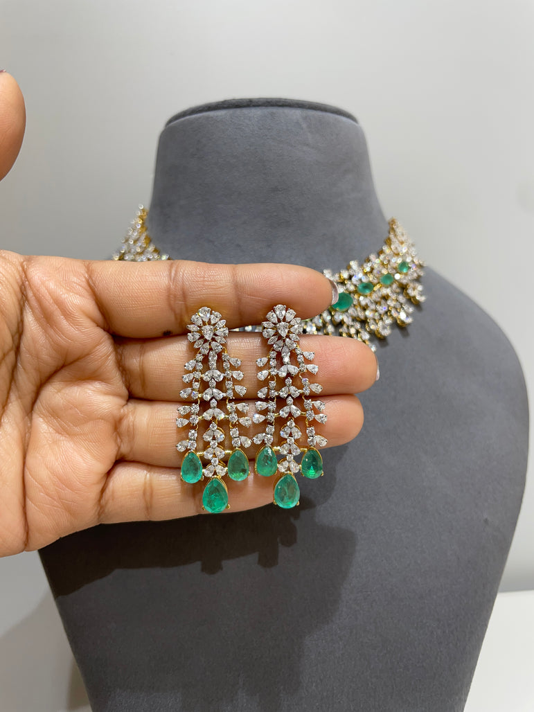 Emerald Cascade Diamond Necklace Set