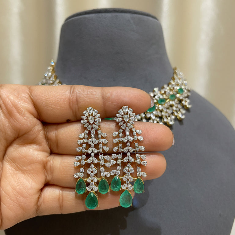 Emerald Cascade Diamond Necklace Set