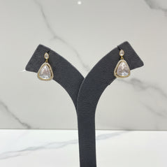 Triangular Moissanite Polki Drop Earrings