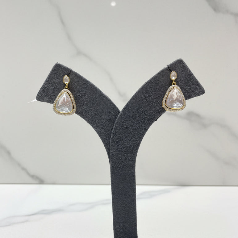 Triangular Moissanite Polki Drop Earrings