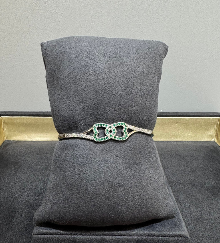 925 Silver Green Stone Diamond Look Bracelet