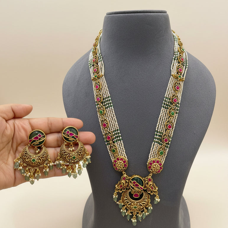 Antique Peacock Pearl Gold Look Haar Set
