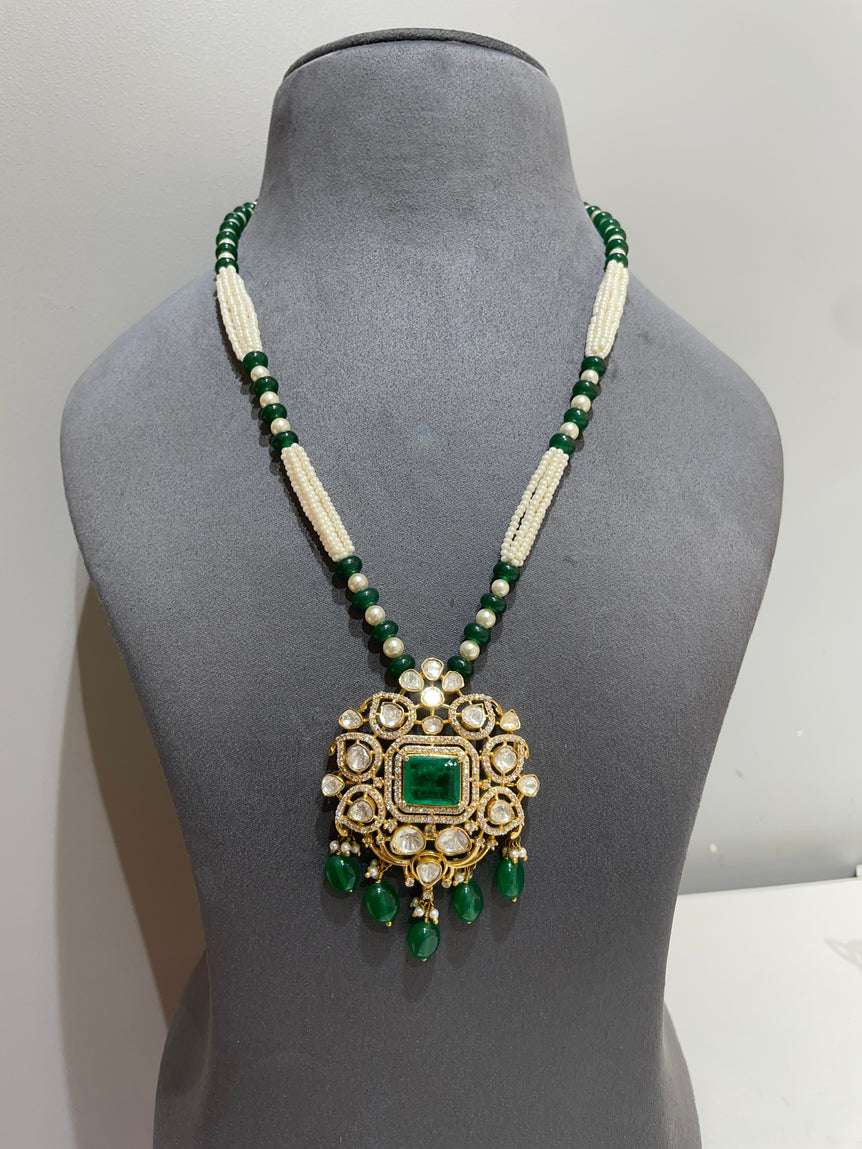 925 Silver Traditional Polki Pendant