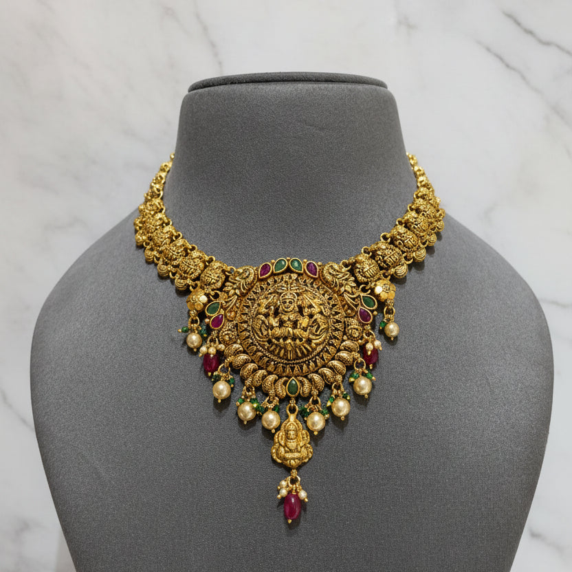 Ancestral Nakshi Temple Gold Laxmi Set