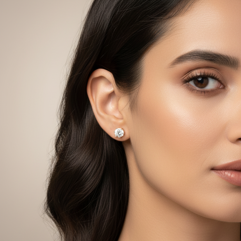 Classic Round Solitaire Moissanite Prong Stud Earrings